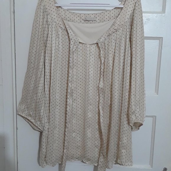 DB est. 1962 Tie Neck Polka Dot Top Black Cream Tan - Picture 4 of 8